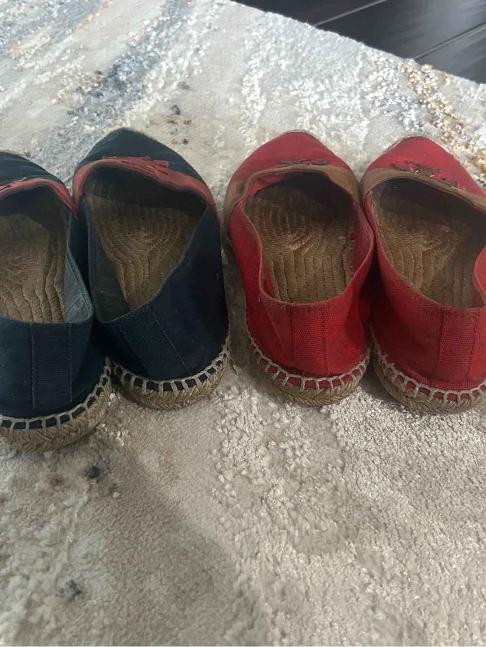 Tory Burch Canvas Espadrille Pair in Navy, Red and Tan